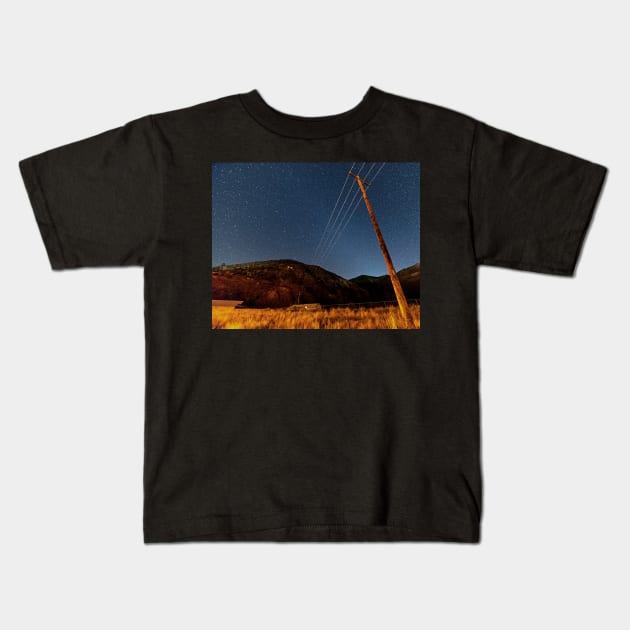 Jerome Arizona Ghost Town Starry Skies Mining Town Kids T-Shirt by WayneOxfordPh